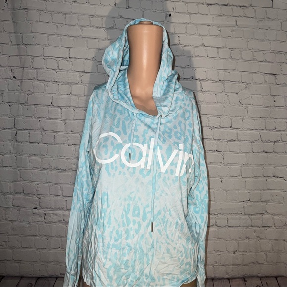 Calvin Klein Tops - Calvin Klein Performance Light Blue Cheetah Print Hoodie size S